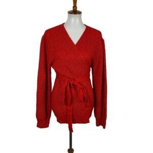 Women's Red Wrap Sweater